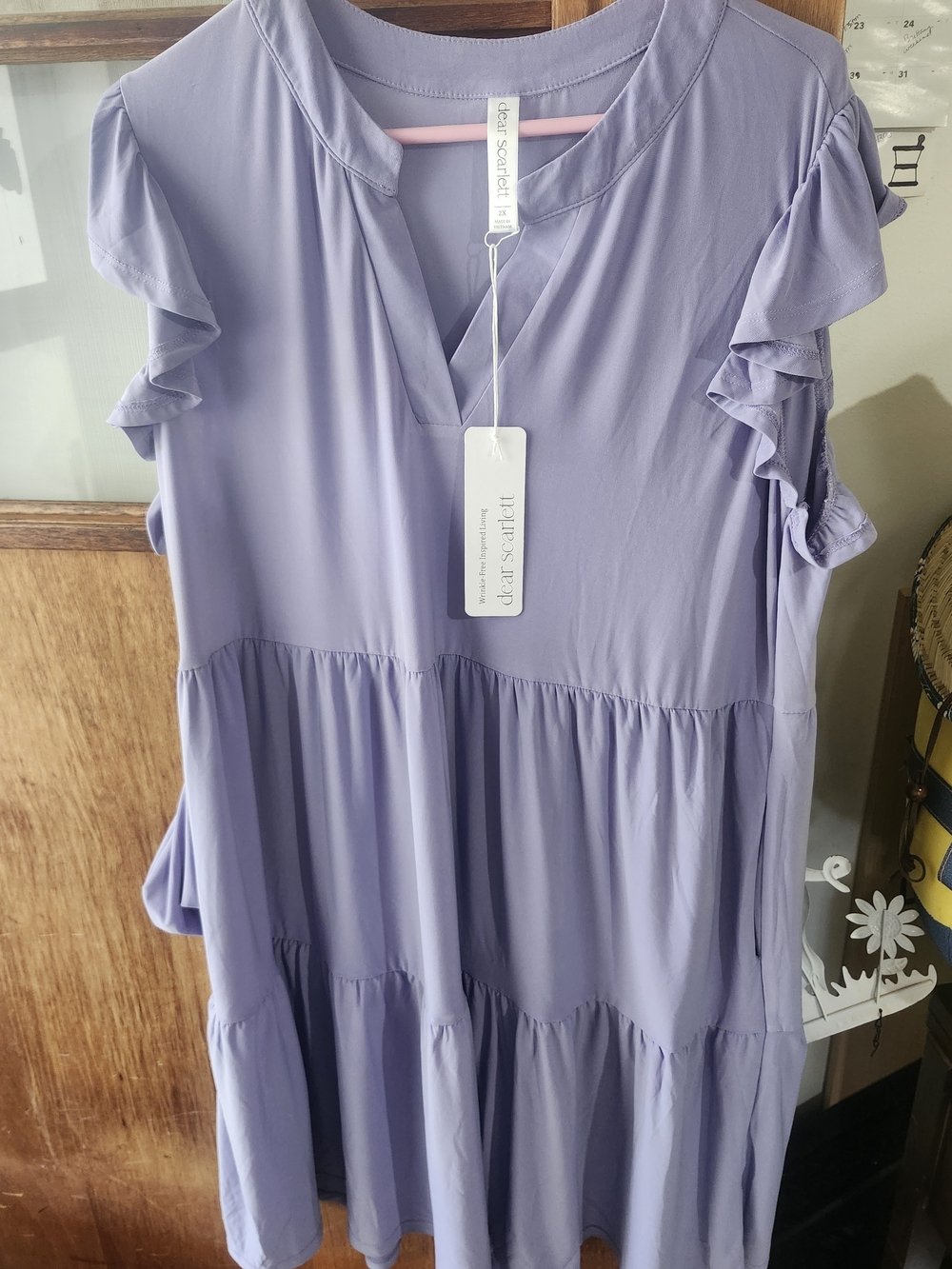 NWT Dear Scarlett Lizzy Lilac Tiered V-Neck Plus Size 2x Mini Dress